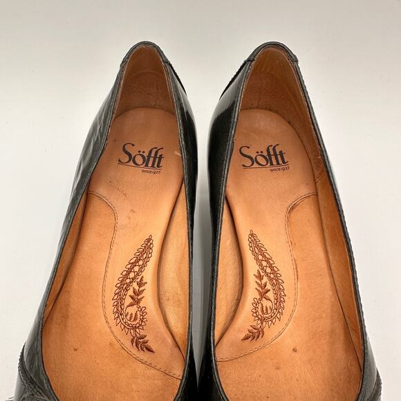 Sofft Pewter Patent Leather Slip On Peep Toe Heels Size 9 - Picture 6 of 9